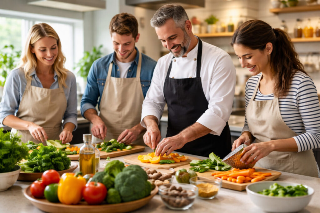 Aula de culinária em ação